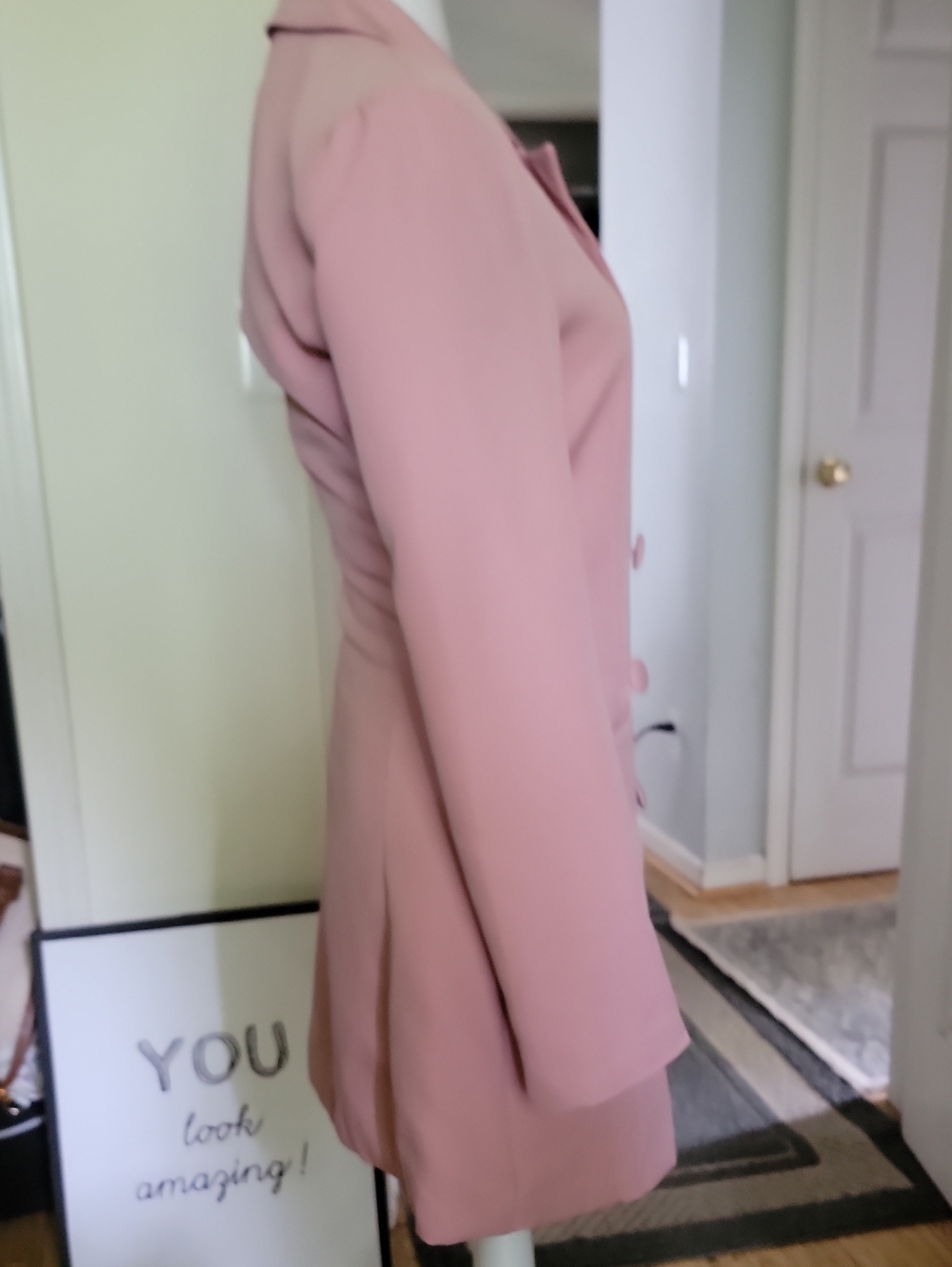 Amazing lace Size Sm. Double-Breasted Blush Pink Women's Blazer Coat - Picture 6 of 12